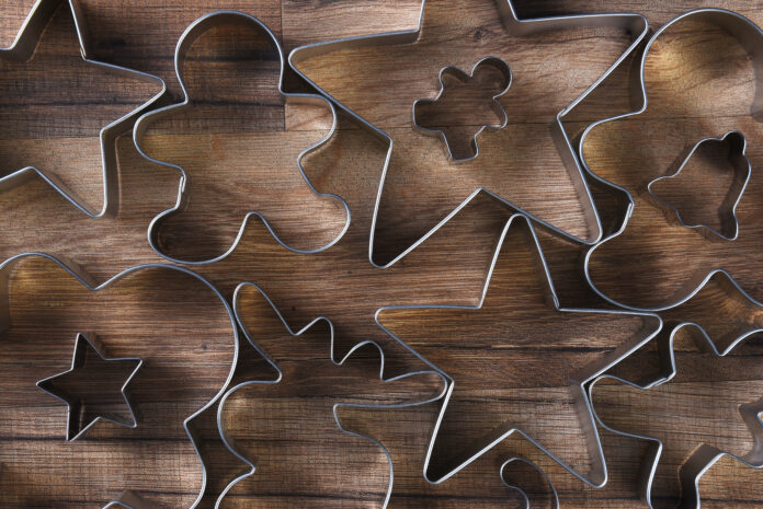 Cookie cutters on a wooden table